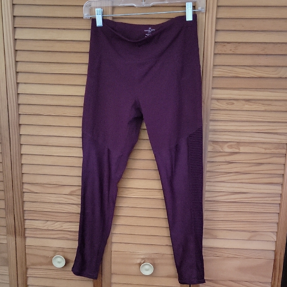 Sweaty Betty Power Mesh Insert Burgundy Plum High Waisted Activewear Legging XS